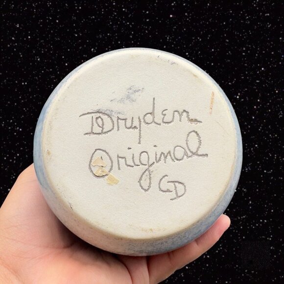 Vintage Arkansas Dryden Pottery Origional Ozark Frontier Blue Drip Glaze 5.5”T - Picture 4 of 8